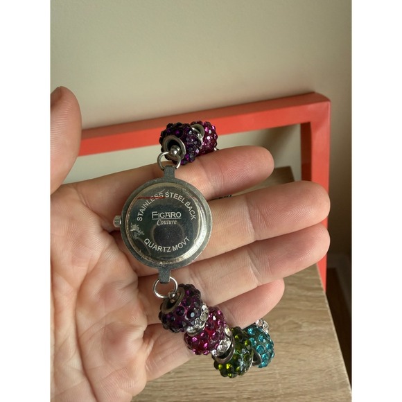 Figaro Couture Rhinestone Watch Women's Needs Battery Multicolored Feminine - Picture 3 of 8